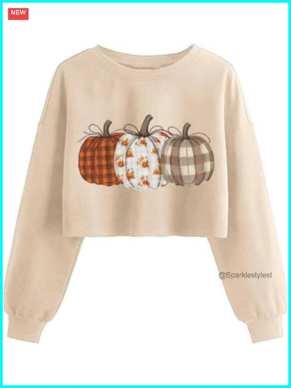 Halloween Ghost Crop Sweatshirt Lantern Sleeve Pullover Women's